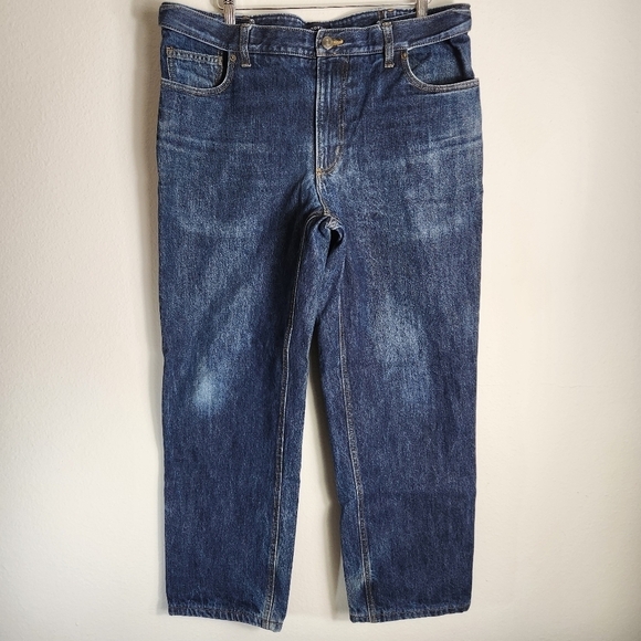 Lands End Mens Comfort Waist Flannel-Lined Tapered Leg Jeans-Size 38x29 - Picture 1 of 9